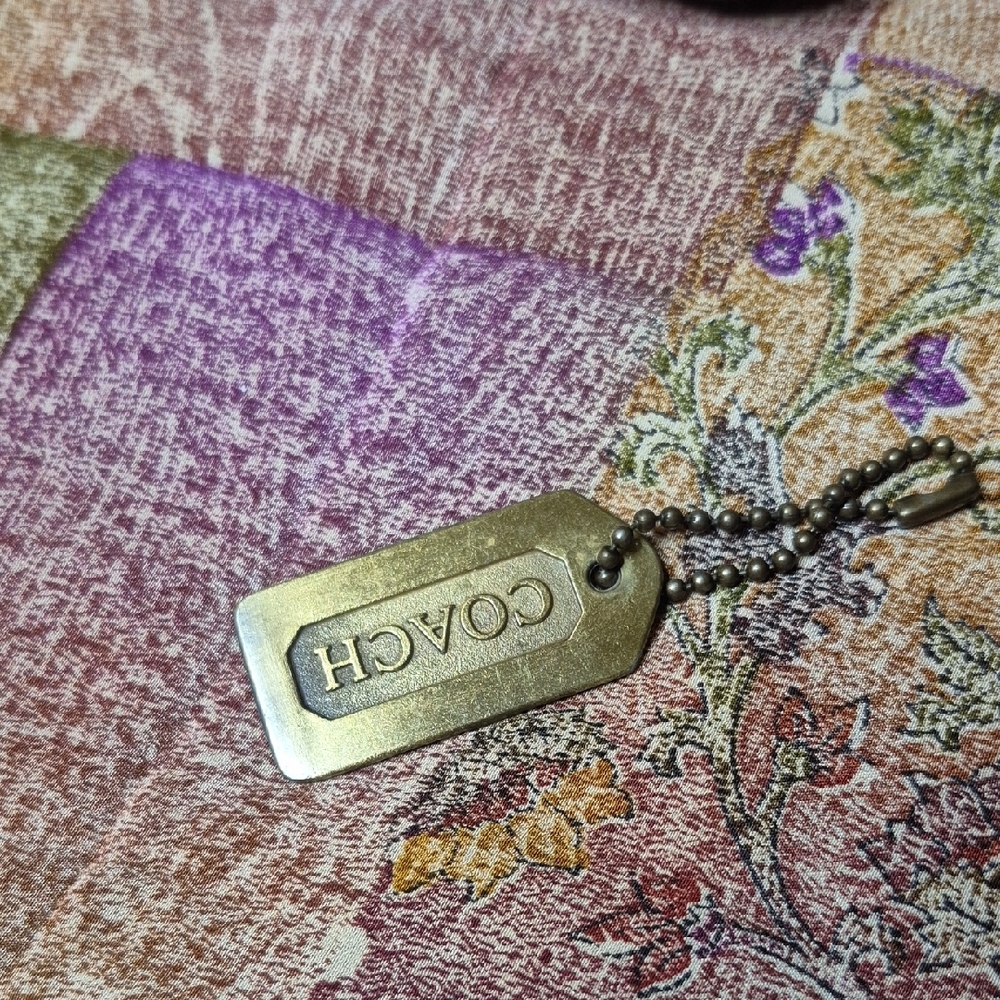 80s 90s Coach Brass-Tone Logo Bag Tag Pendant with Ball Chain - Picture 6 of 8